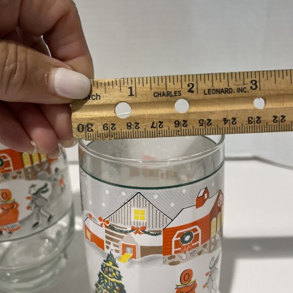 3 Vintage Sango Silent Night Holiday Tumblers Glasses Festive Village 12 & 16 Oz - Picture 9 of 9